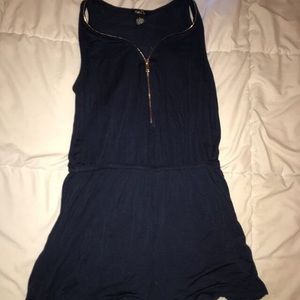 zip up in the front navy romper
